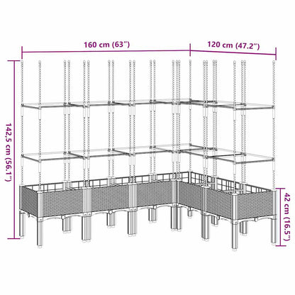 Pflanzkübel mit Rankgitter Hellgrau 160x120x142,5 cm PP