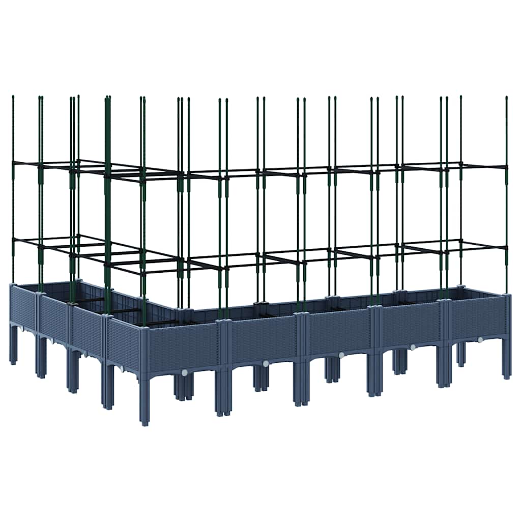 Pflanzkübel mit Rankgitter Blaugrau 200x160x142,5 cm PP