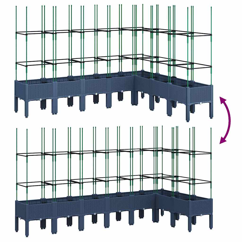 Pflanzkübel mit Rankgitter Blaugrau 200x160x142,5 cm PP