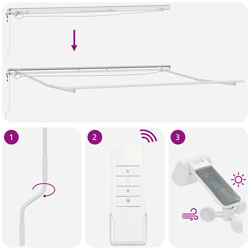 Markise Automatisch mit LED Anthrazit & Weiß 450x300 cm