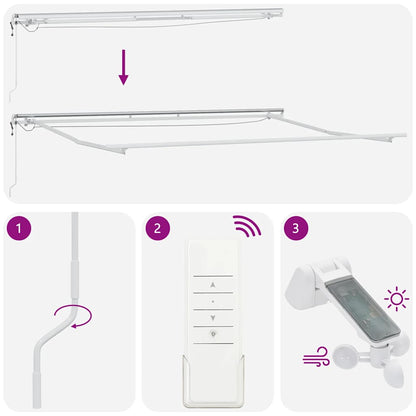 Markise Automatisch mit LED Anthrazit & Weiß 450x300 cm