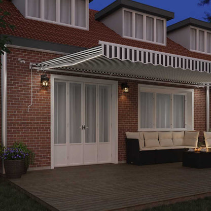 Markise Automatisch mit LED Anthrazit & Weiß 600x300 cm