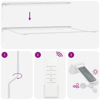 Markise Automatisch mit LED Anthrazit & Weiß 600x300 cm