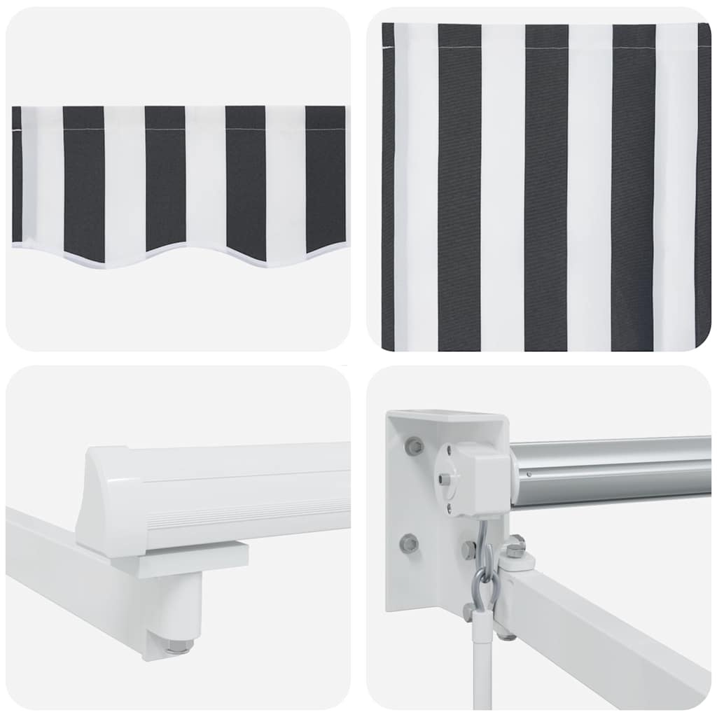 Markise Einziehbar Anthrazit und Weiß 5x3 m Stoff und Aluminium