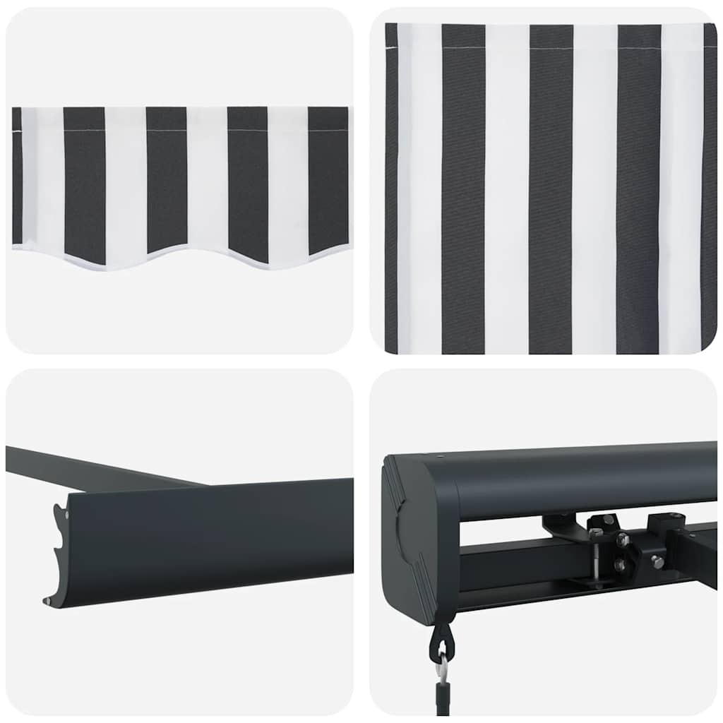 Markise Einziehbar Anthrazit und Weiß 3x2,5 m Stoff & Aluminium