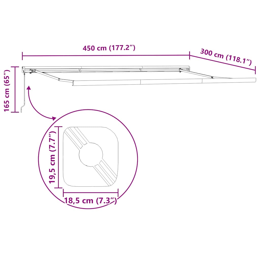 Markise Einziehbar Anthrazit und Weiß 4,5x3 m Stoff & Aluminium