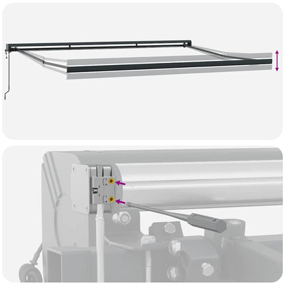 Markise Einziehbar Anthrazit und Weiß 4x3 m Stoff und Aluminium