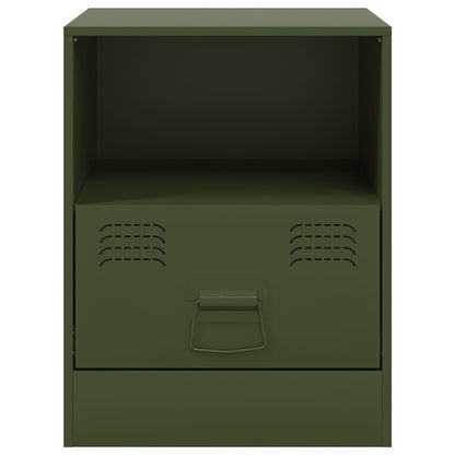 Nachttische 2 Stk. Olivgrün 34,5x39x44 cm Stahl