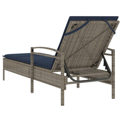Sonnenliege mit Kissen Grau 63 x 200 x 81 cm Poly Rattan