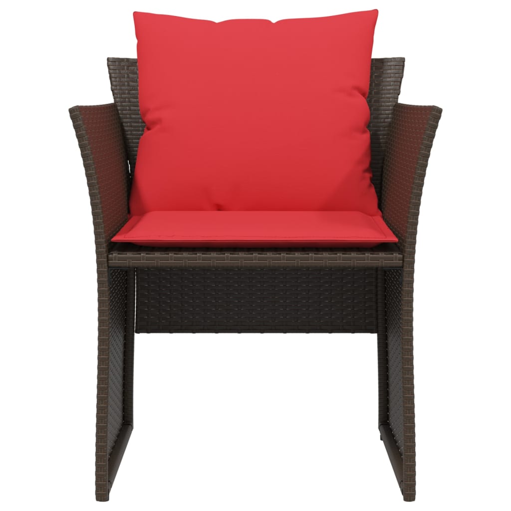 Gartenstuhl mit Fußhocker Braun Poly Rattan