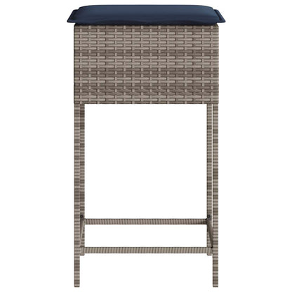 Garten-Barhocker mit Kissen 2 Stk. Grau Poly Rattan
