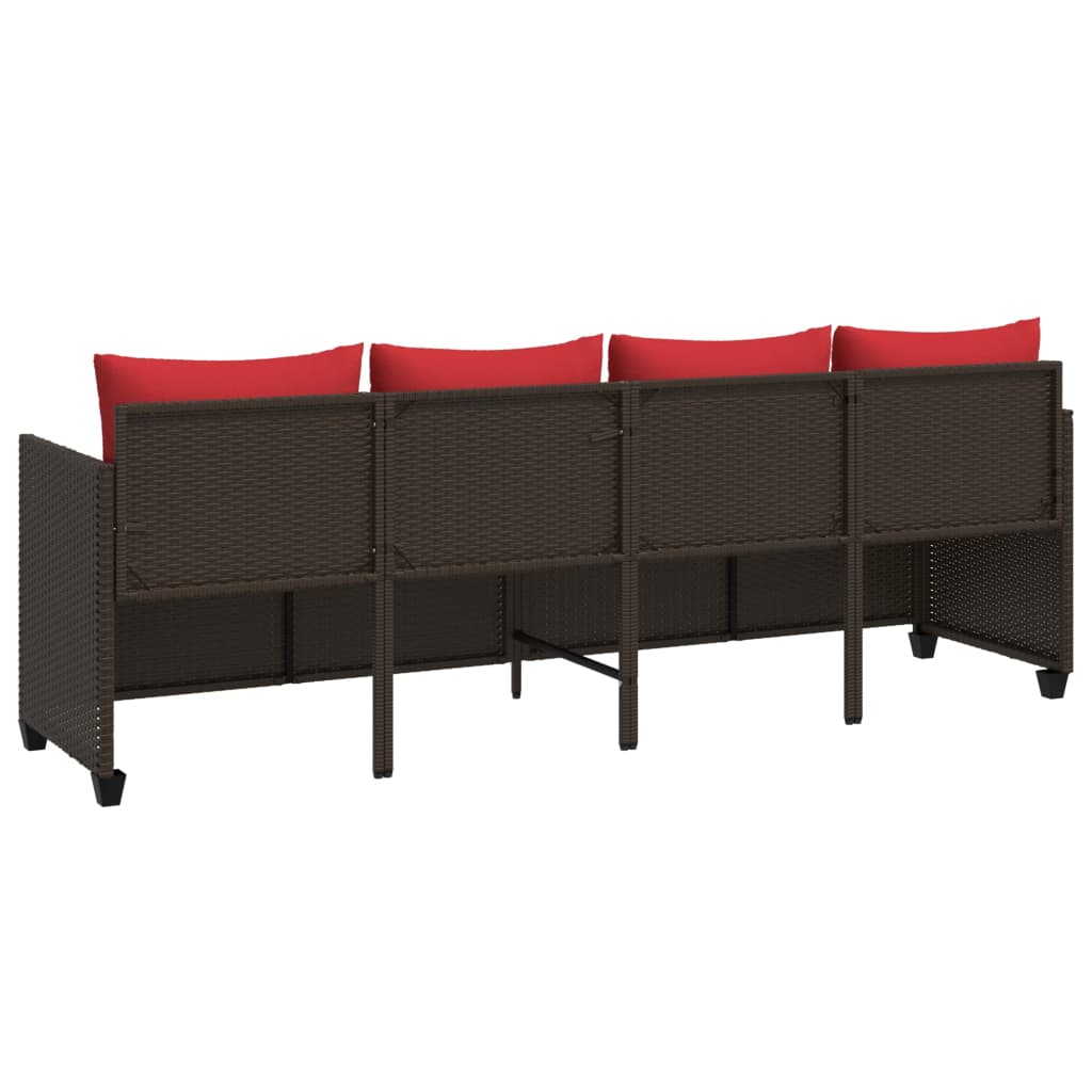 Sonnenliege mit Kissen Braun Poly Rattan