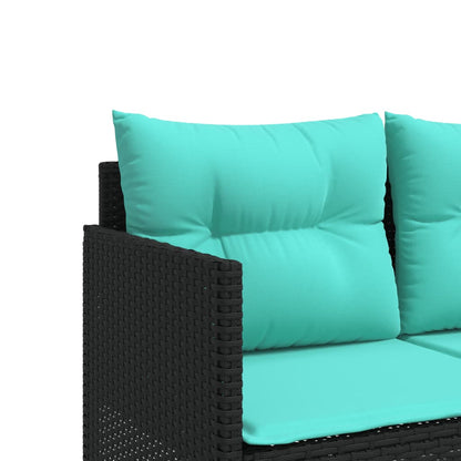 Sonnenliege mit Kissen Schwarz Poly Rattan