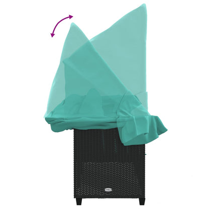 Sonnenliege mit Dach und Kissen Schwarz Poly Rattan