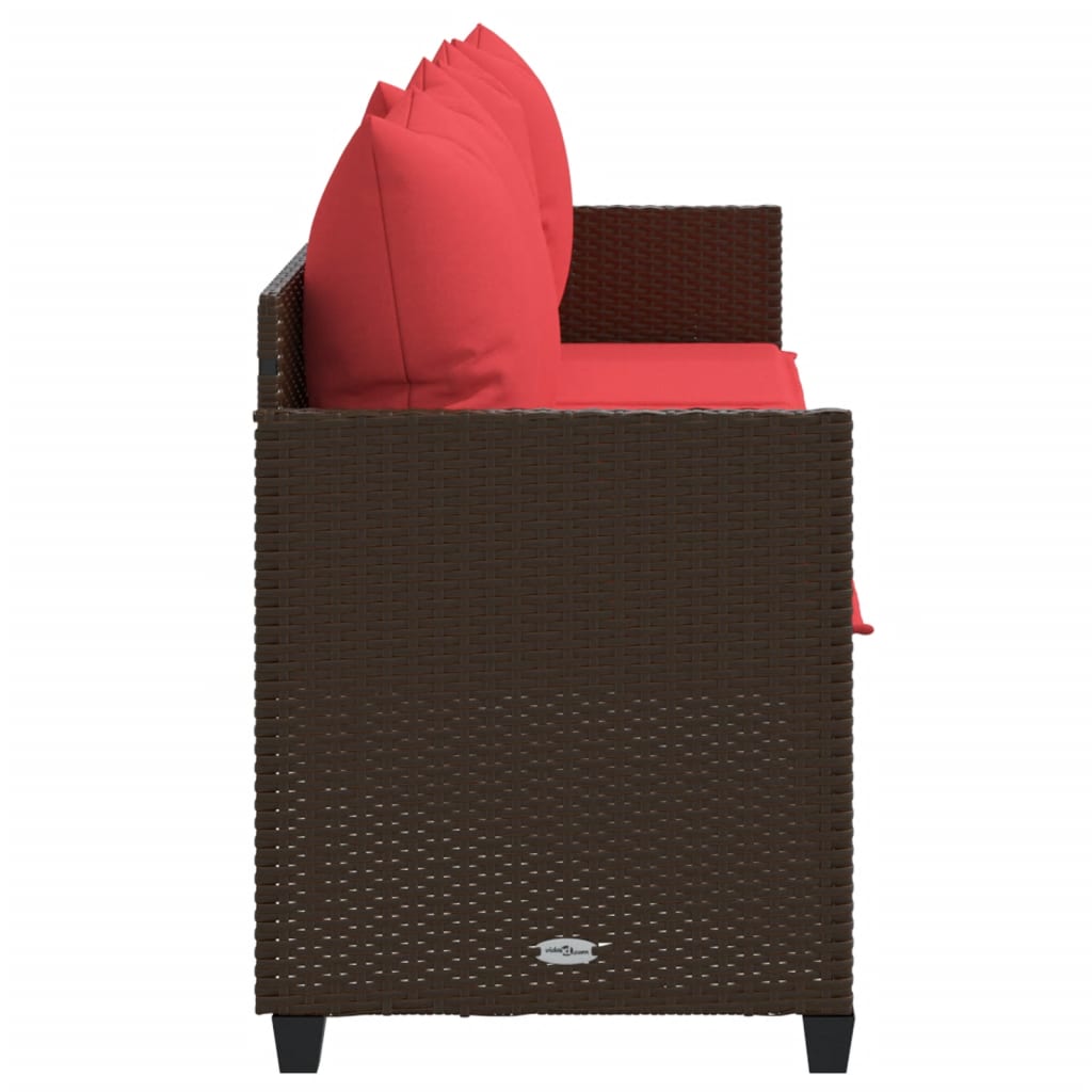 Sonnenliege mit Kissen Braun Poly Rattan