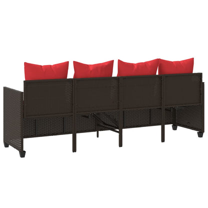 Sonnenliege mit Kissen Braun Poly Rattan