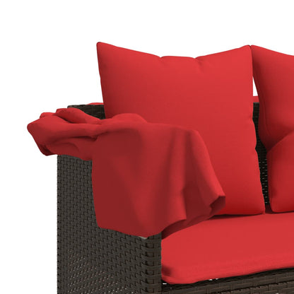 Sonnenliege mit Kissen Braun Poly Rattan