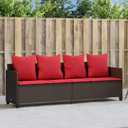 Sonnenliege mit Kissen Braun Poly Rattan