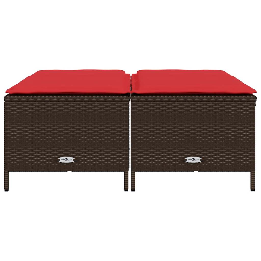 Gartenhocker mit Kissen 4 Stk. Braun Poly Rattan