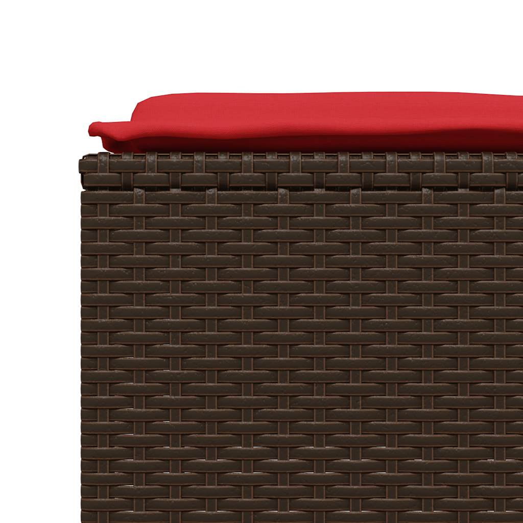 Gartenhocker mit Kissen 4 Stk. Braun Poly Rattan