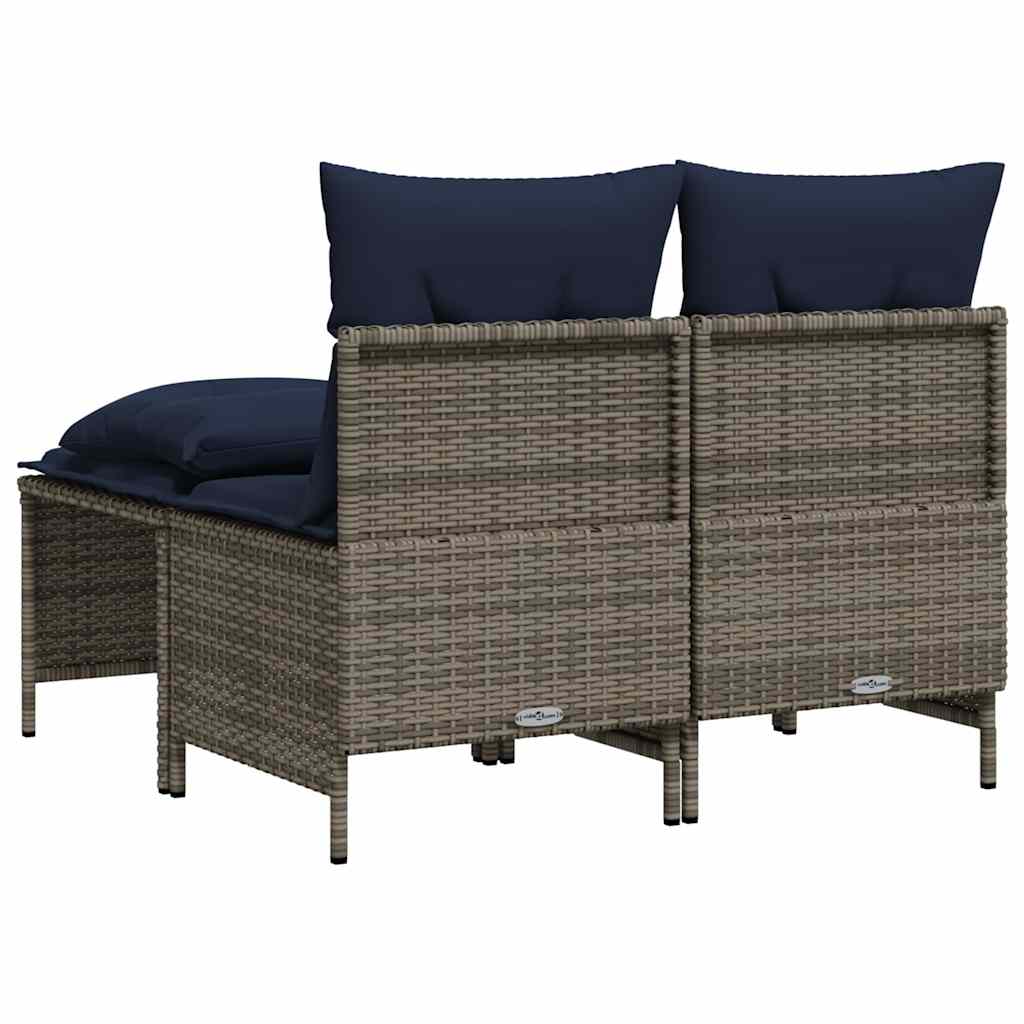 4-teiliges Gartensofa-Set mit Kissen, grau, Polyrattan