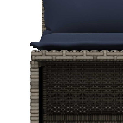 4-teiliges Gartensofa-Set mit Kissen, grau, Polyrattan