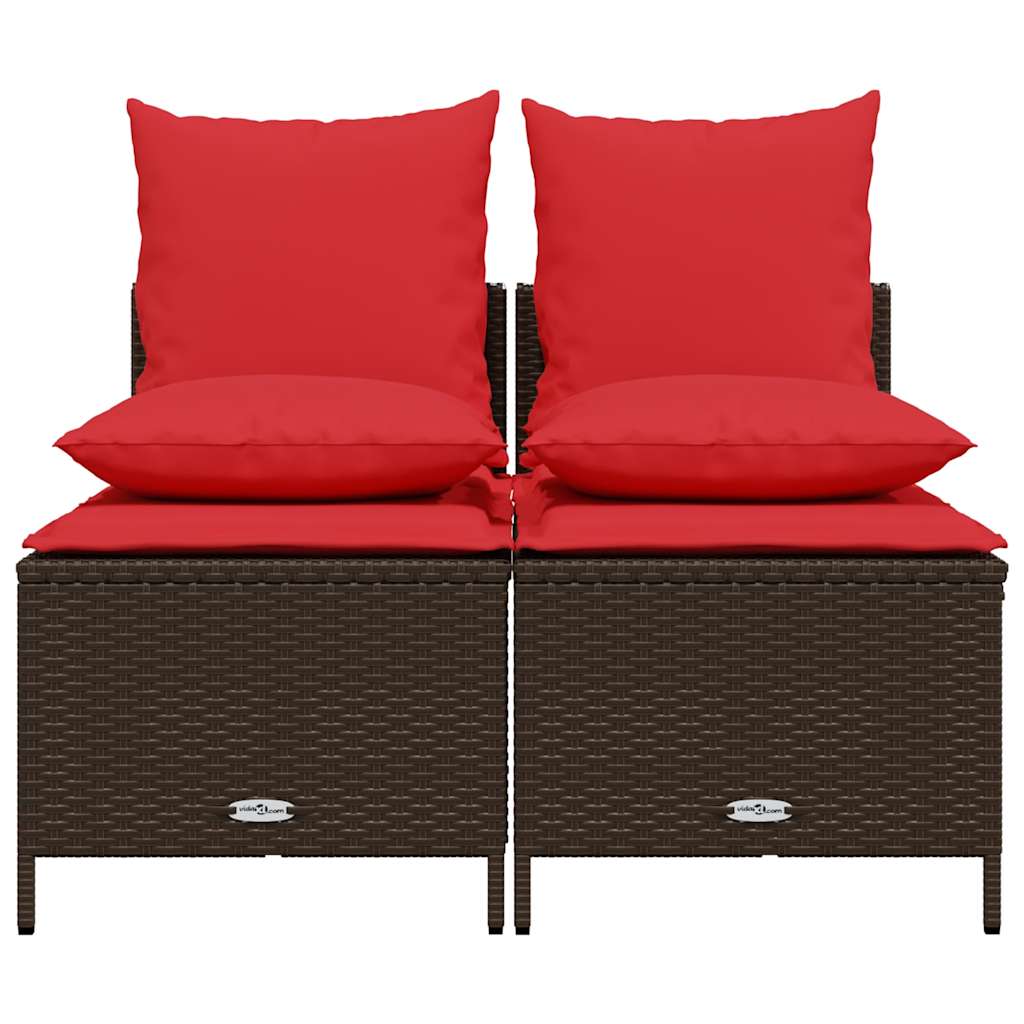4-teiliges Gartensofa-Set mit Kissen, braun, Polyrattan