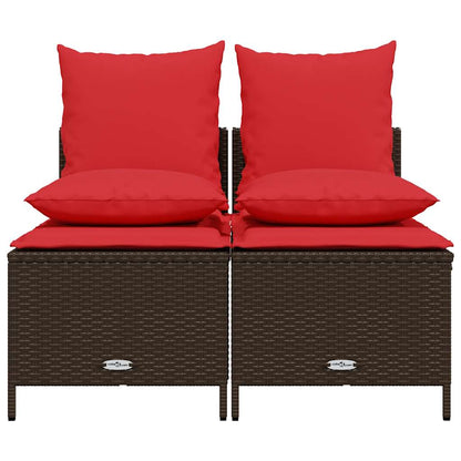 4-teiliges Gartensofa-Set mit Kissen, braun, Polyrattan