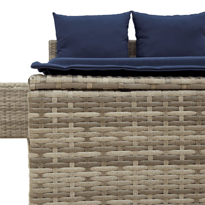 Doppel-Sonnenliege mit Kissen Grau Poly Rattan