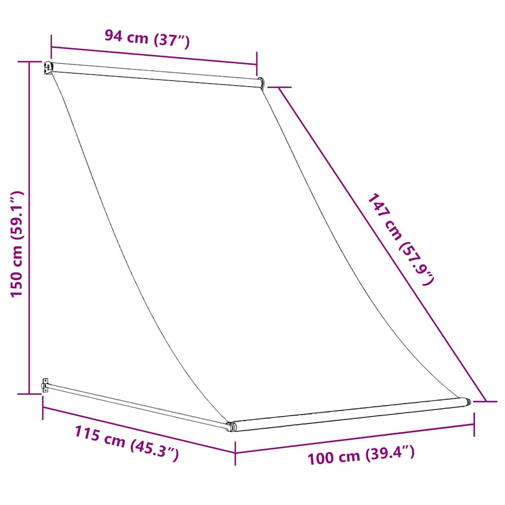 Markise Einziehbar Creme 100x150 cm Stoff und Stahl