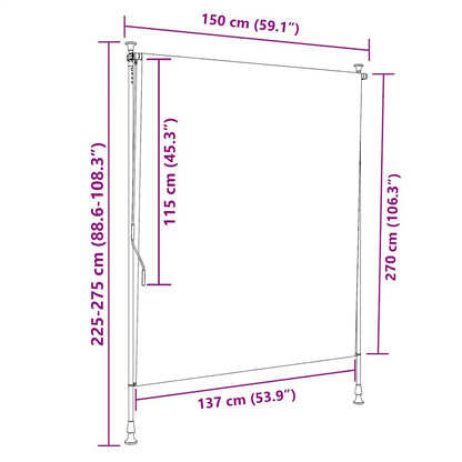 Außenrollo Orange und Weiß 150x270 cm Stoff und Stahl
