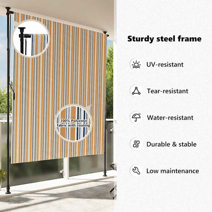 Außenrollo Gelb und Weiß 200x270 cm Stoff und Stahl