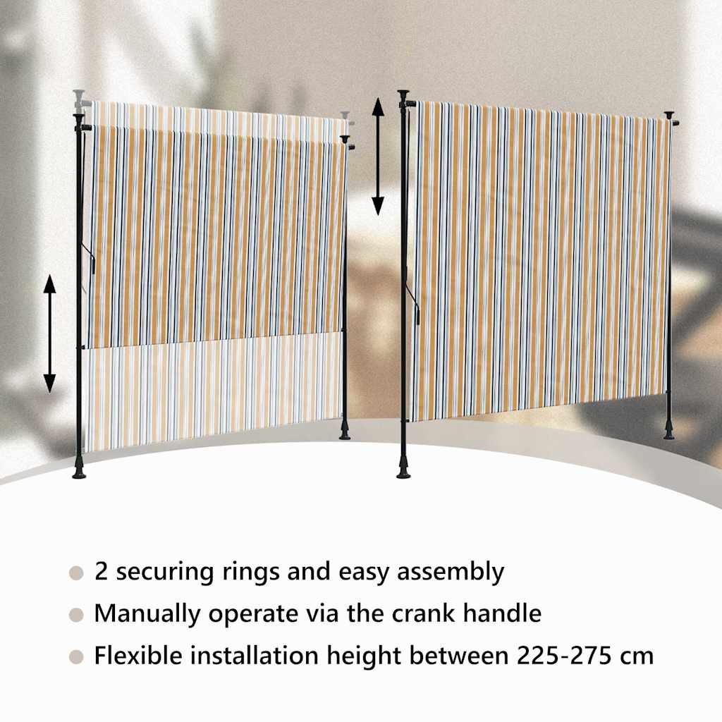 Außenrollo Gelb und Weiß 200x270 cm Stoff und Stahl