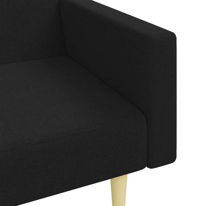 Schlafsofa 2-Sitzer mit Fußhocker Schwarz Stoff