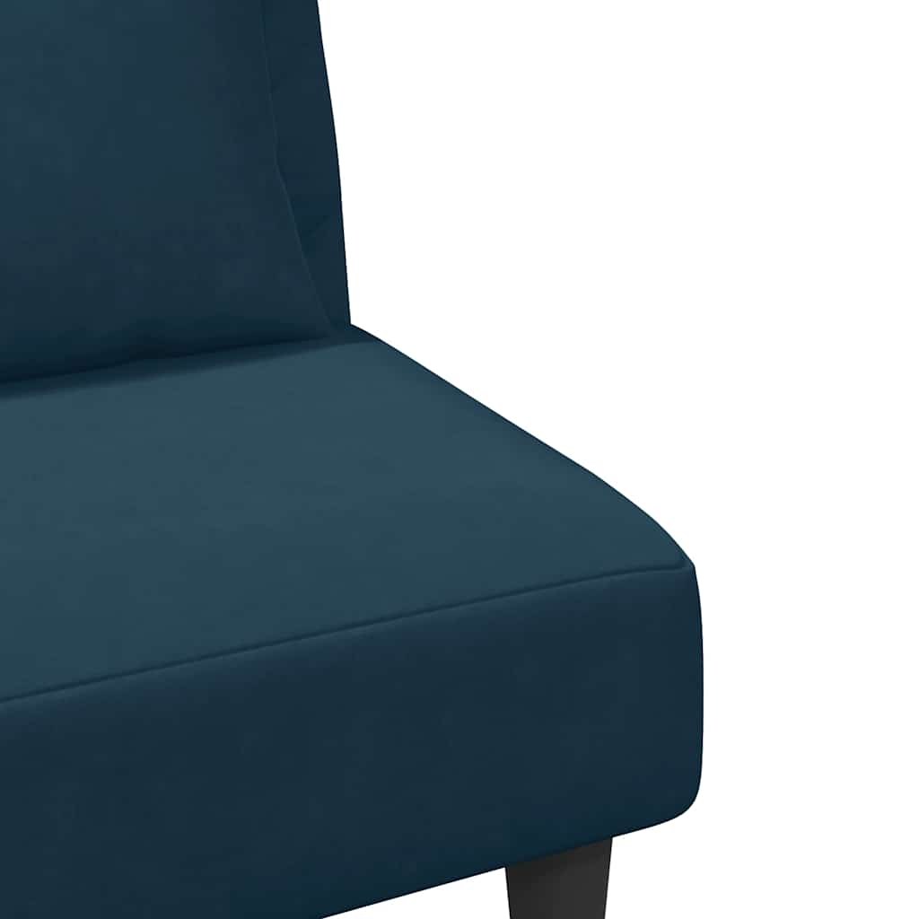 2-tlg. Sofagarnitur mit Kissen Blau Samt