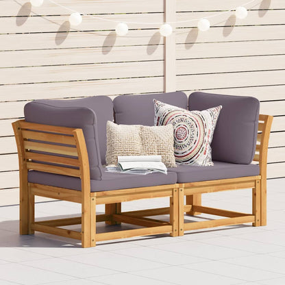 Gartensofa mit Kissen 2-Sitzer Massivholz Akazie
