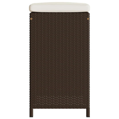 Garten-Barhocker mit Kissen 2 Stk. Braun Poly Rattan