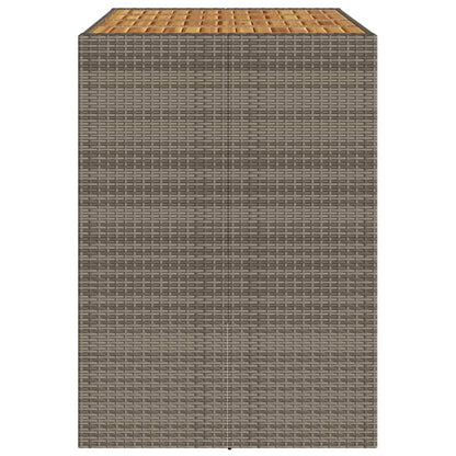 Garten-Bartisch mit Holzplatte Grau 145x80x110 cm Polyrattan