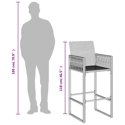 Garten-Barhocker 2 Stk. Grau Poly Rattan