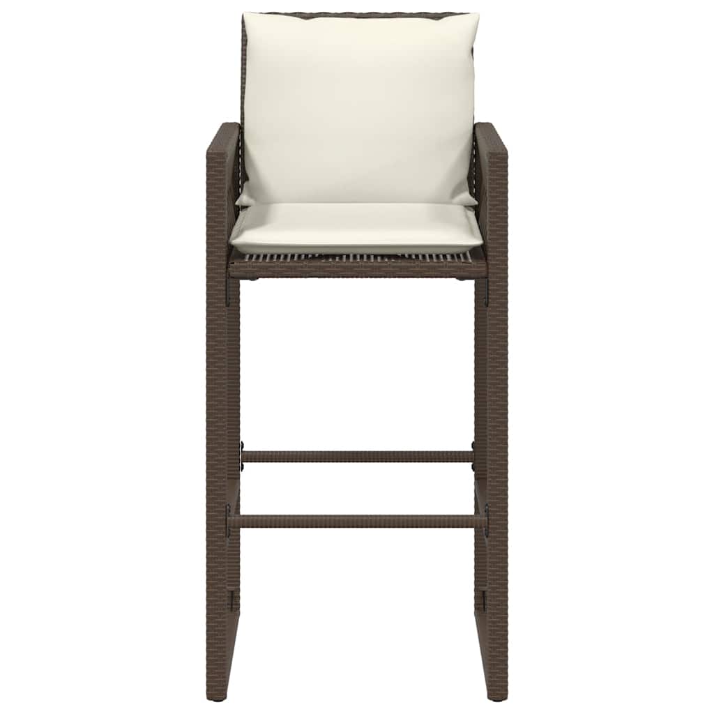 Garten-Barhocker mit Kissen 2 Stk. Braun Poly Rattan