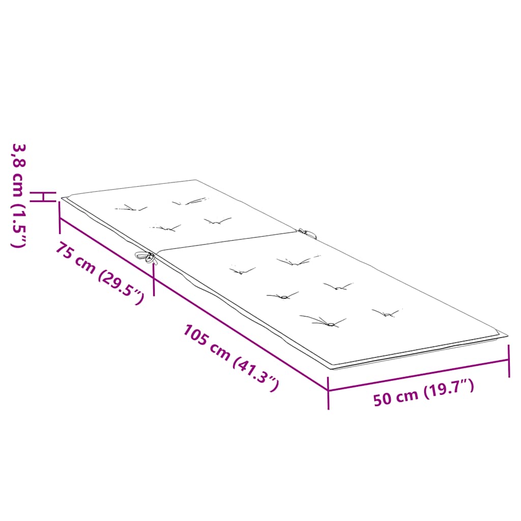 Liegestuhl-Auflage Melange Hellgrau (75+105) x 50 x 4 cm Stoff