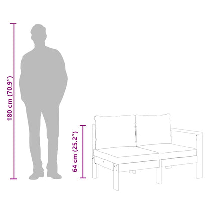 Gartensofa mit 1 Armlehne 2-Sitzer Massivholz Akazie