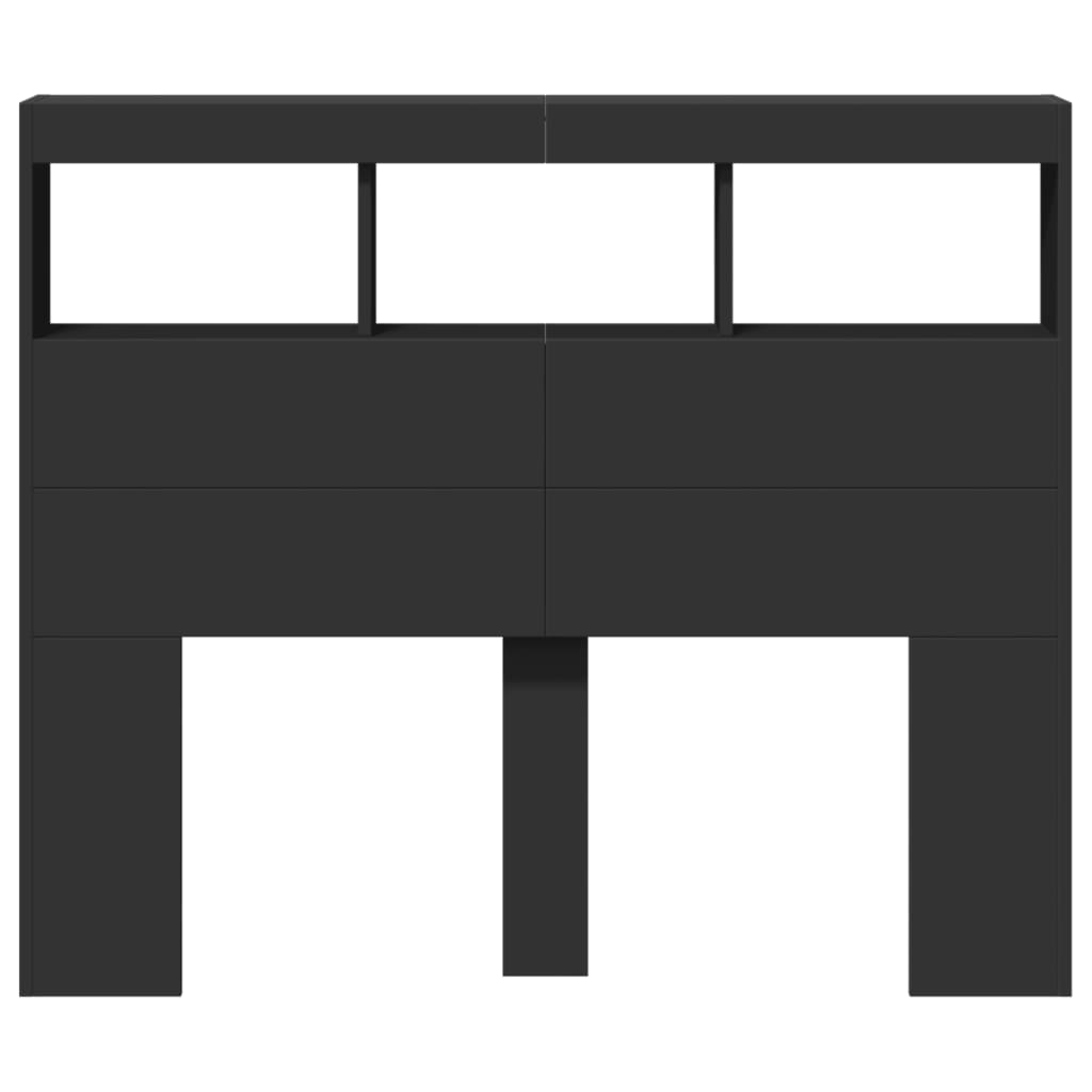 LED-Kopfteil mit Ablagen Schwarz 120x17x102 cm