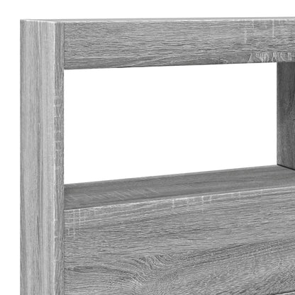 LED-Kopfteil mit Ablage Grau Sonoma 140x17x102 cm