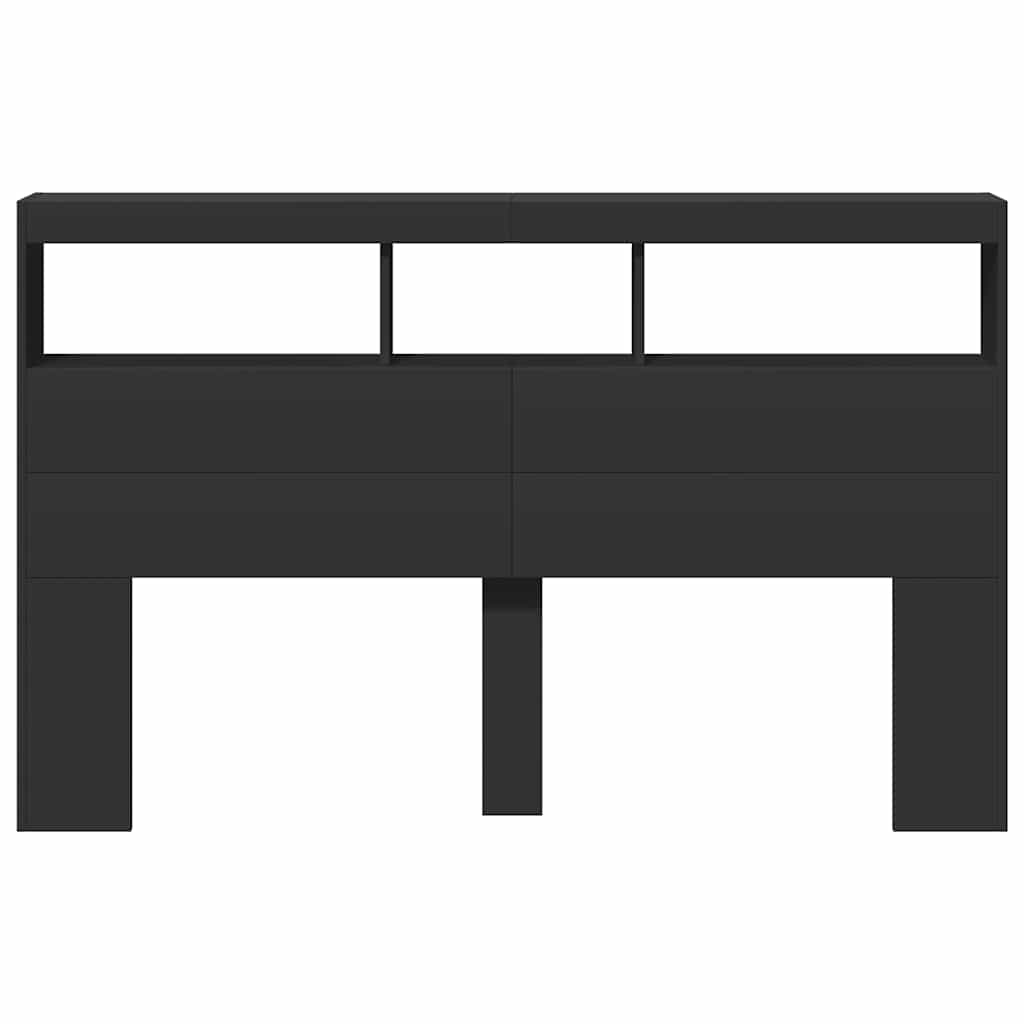 LED-Kopfteil mit Ablagen Schwarz 160x17x102 cm