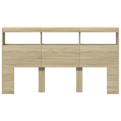 LED-Kopfteil mit Ablagen Sonoma-Eiche 180x17x102 cm