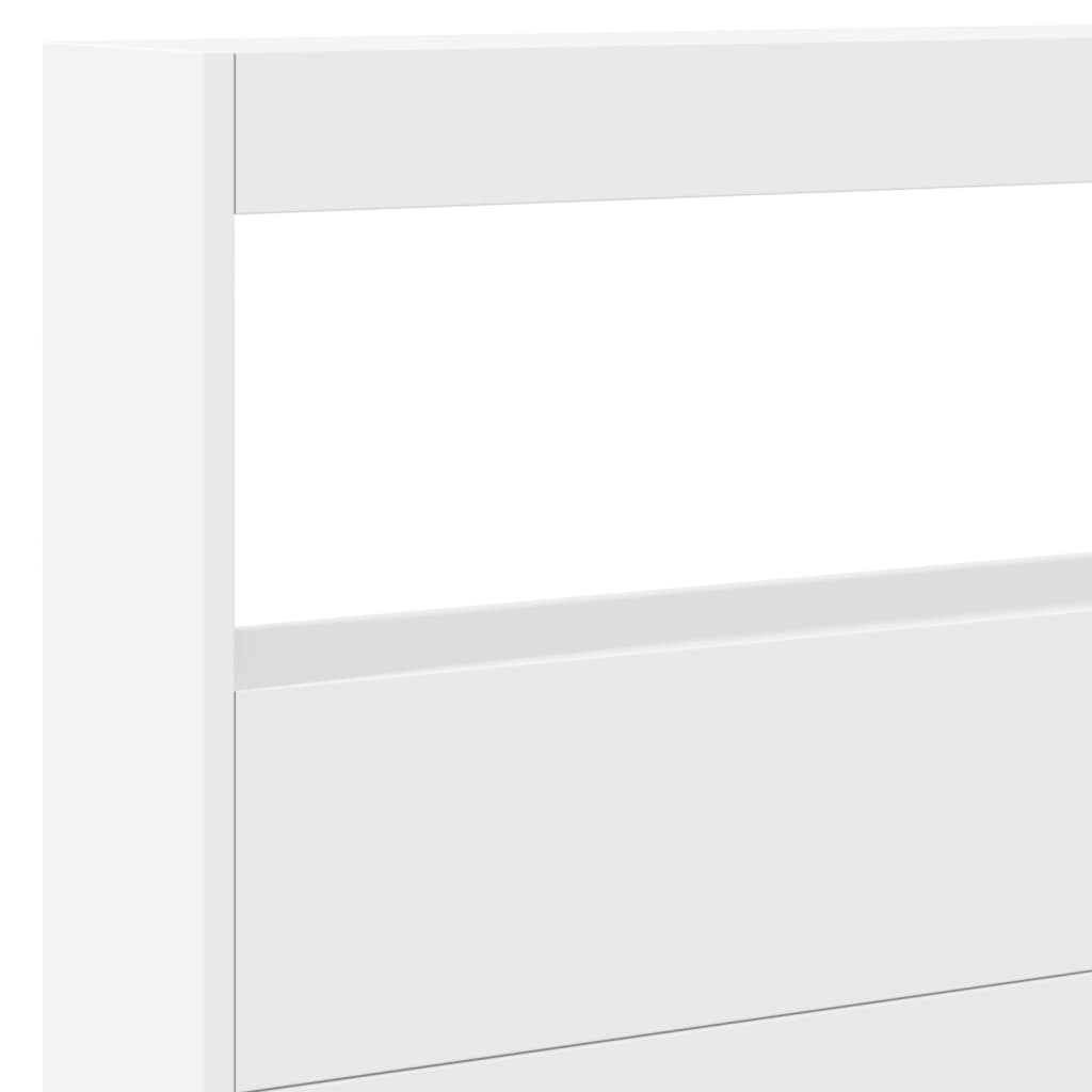 LED-Kopfteil mit Ablagen Weiß 220x17x102 cm