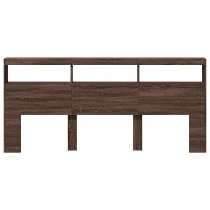 LED-Kopfteil mit Ablage Braun Eichen-Optik 220x17x102 cm