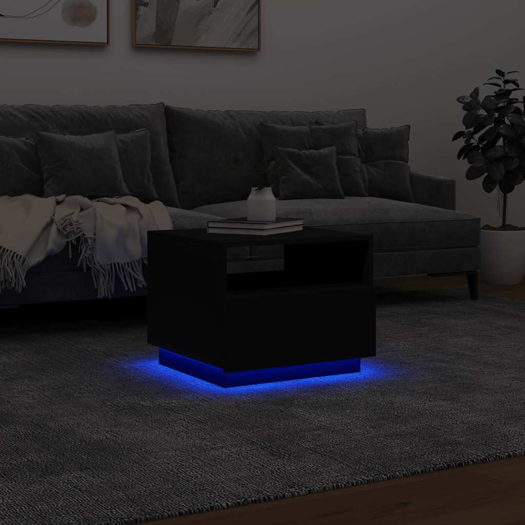 Couchtisch mit LED-Leuchten Schwarz 50x49x40 cm