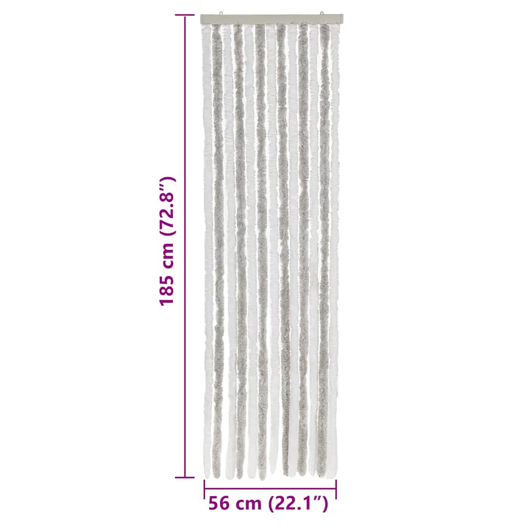 Fliegenvorhang Hellgrau und Weiß 56x185 cm Chenille